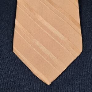 Corniche Men's Champagne Textured Stripe Polyester Necktie